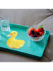 WD lifestyle Tablett "Duck" in Türkis/ Gelb - (L)34 x (B)34 cm