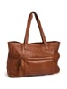 Pieces Leder-Weekender in Hellbraun - (B)40 x (H)31 x (T)13,5 cm