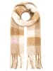 Zwillingsherz Schal "Fransen & Karo" in Beige/ Creme - (L)235 x (B)40 cm