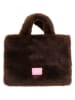 Zwillingsherz Henkeltasche "Plüsch" in Braun - (B)33 x (H)26 cm