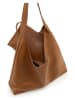 Anna Morellini Leder-Schultertasche "Briana" in Hellbraun - (B)35 x (H)26 x (T)10 cm