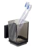 Wenko Wand-Zahnputzbecher ''Quadro'' in Schwarz - (B)7,5 x (H)10 x (T)10 cm