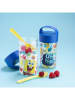 koziol 3tlg. Set: Snackpot und Besteck in Blau/ Gelb