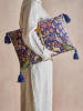 Bloomingville Kissen "Adya" in Blau/ Rot - (L)50 x (B)35 cm