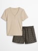 Marc O´Polo Bodywear Pyjama in Sand/ Schwarz