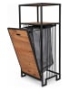 Evila Badezimmerregal in Hellbraun/ Schwarz - (B)40 x (H)74 x (T)32 cm