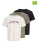 Jack & Jones 3er-Set: Shirts in Schwarz/ Creme/ Khaki