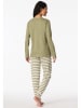 Schiesser Pyjama olijfgroen/crème