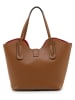 Mia Tomazzi Leder-Schultertasche "Morbegno" in Hellbraun - (B)30 x (H)20 x (T)10 cm