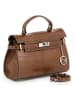 Mia Tomazzi Leren handtas "Pascarella" lichtbruin - (B)26 x (H)19 x (D)8 cm