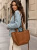 Mia Tomazzi Leren shopper "Bertelli" lichtbruin - (B)41 x (H)23 x (D)14 cm