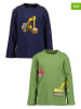 Blue Seven 2er-Set: Longsleeves in Grün/ Dunkelblau