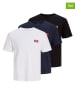 Jack & Jones 3er-Set: Shirts in Dunkelblau/ Weiß/ Schwarz