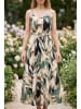 SOULSHAE Kleid in Beige/ Grün/ Schwarz