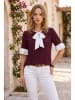 SOULSHAE Bluse in Bordeaux/ Weiß