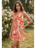 SOULSHAE Kleid in Orange/ Weiß