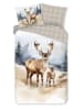 Good Morning Flanellen beddengoedset  "Mark" beige/wit