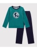 PETIT BATEAU Pyjama in Türkis/ Dunkelblau