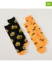Boltze 2er-Set: Socken "Myco" in Orange/ Schwarz