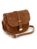 Mia Tomazzi Leder-Umhängetasche "Varallo" in Hellbraun - (B)21 x (H)18 x (T)8 cm