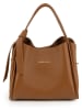 Mia Tomazzi Leren handtas "Veglia" lichtbruin - (B)24 x (H)20 x (D)15 cm