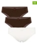 Hunkemöller 3er-Set: Slips "Georgia" in Braun/ Weiß