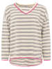 Longsleeve "Neon Streifen" in Beige/ Grau