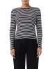 comma Longsleeve in Schwarz/ Weiß