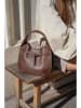 maison héritage PARIS Leren schoudertas "ZIMA GRAINE" bruin - (B)24 cm - (H)21 cm - (D)12 cm