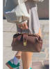 maison héritage PARIS Leren schoudertas "SWAN GRAINE" bruin - (B)26 cm - (H)15 cm - (D)8 cm