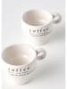 BELLA MAISON 2-delige set: espressokoppen "Coffeeaholic" wit/zwart - 105 ml