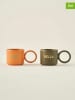 BELLA MAISON 2-delige set: koppen "Line" oranje/groen - 180 ml