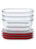 Black+Blum 3er-Set: Lunchboxen mit Deckel in Rot/ Transparent - je 900 ml