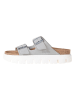 Birkenstock Leder-Pantoletten "Arizona Chunky" in Grau