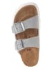 Birkenstock Leder-Pantoletten "Arizona Chunky" in Grau