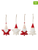 J Line 4-delige set: decohangers wit/rood - (L)19 cm