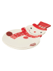 J Line Servierplatte "Schneemann" in Weiß/ Rot - (L)27 cm