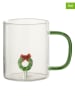 J Line 2-delige set: koppen transparant/groen/rood - 420 ml