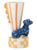 Bloomingville Vaas "Dachsy" wit/blauw - (H)21,5 x Ø 13 cm