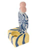 Bloomingville Kaarshouder ''Priya'' blauw/geel - (B)10 x (H)25 x (D)9 cm