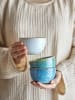 Bloomingville 3-delige set: kommen ''Harriet'' blauw/turquoise/wit - Ø 10 cm