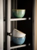Bloomingville 3-delige set: kommen ''Harriet'' blauw/turquoise/wit - Ø 10 cm