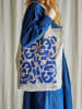 Bloomingville Shopper "Eviaya" in Creme/ Blau - (B)38 x (H)40 cm