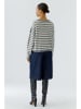 Oui Pullover in Grau/ Weiß