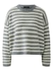 Oui Pullover in Grau/ Weiß