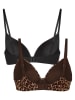 Hunkemöller 2er-Set: Bügellose-BHs "Mona" in Schwarz/ Hellbraun