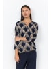 soyaconcept Bluse "Felicity" in Dunkelblau/ Beige