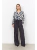 soyaconcept Bluse "Halfa" in Creme/ Dunkelblau