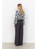 soyaconcept Bluse "Halfa" in Creme/ Dunkelblau