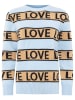 Zwillingsherz Pullover "Love Love" in Hellblau/ Beige